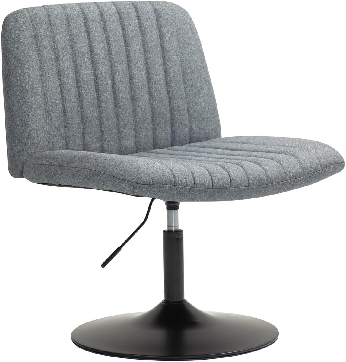 Emily Loungestoel zonder armleuning, relaxstoel, in hoogte verstelbaar, met stoffen bekleding, voor woonkamer/slaapkamer, 360 graden draaibaar, grijs
