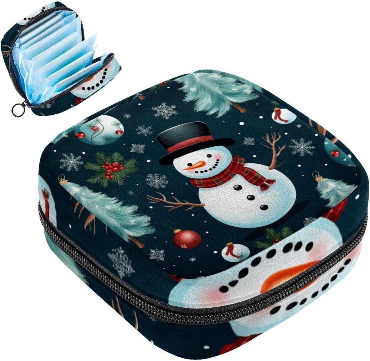 Maandverband Opbergtas - Menstruatie Tasje - Intieme Hygiëne - Privacy Beschermend - 12x17x17 cm - Kerst Santa Claus