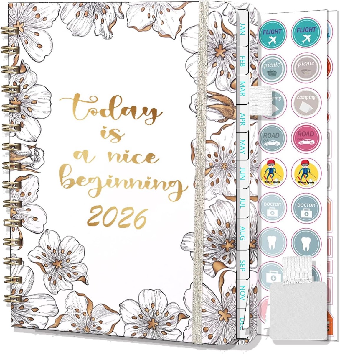 Agenda 2026 Weekly Planner A5 - Spiral gebonden - Met maandtabbladen - Efficiënt plannen voor school en werk - ShopVlot