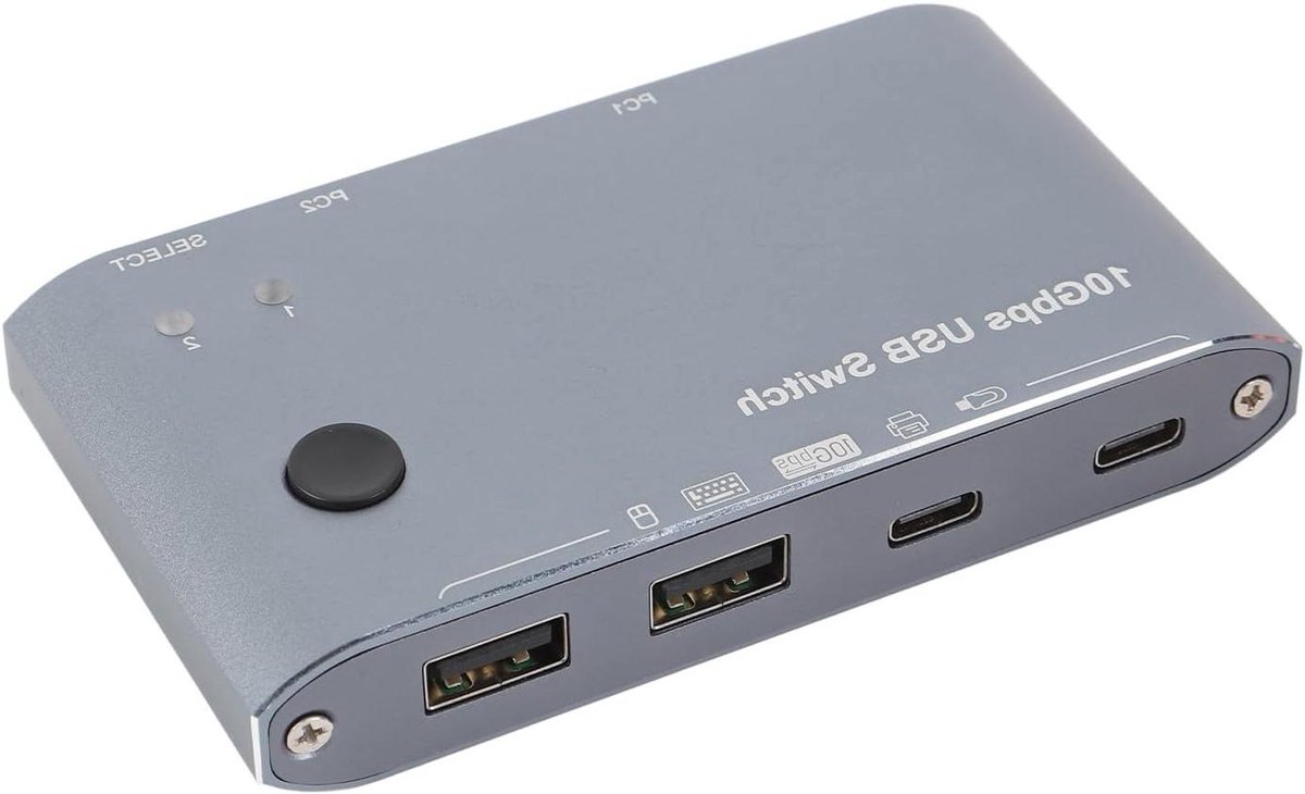 USB C Switcher - Hub Selector - Apparaten Delen - 10Gbps Data Snelheid - 4 Poorten - Grijs