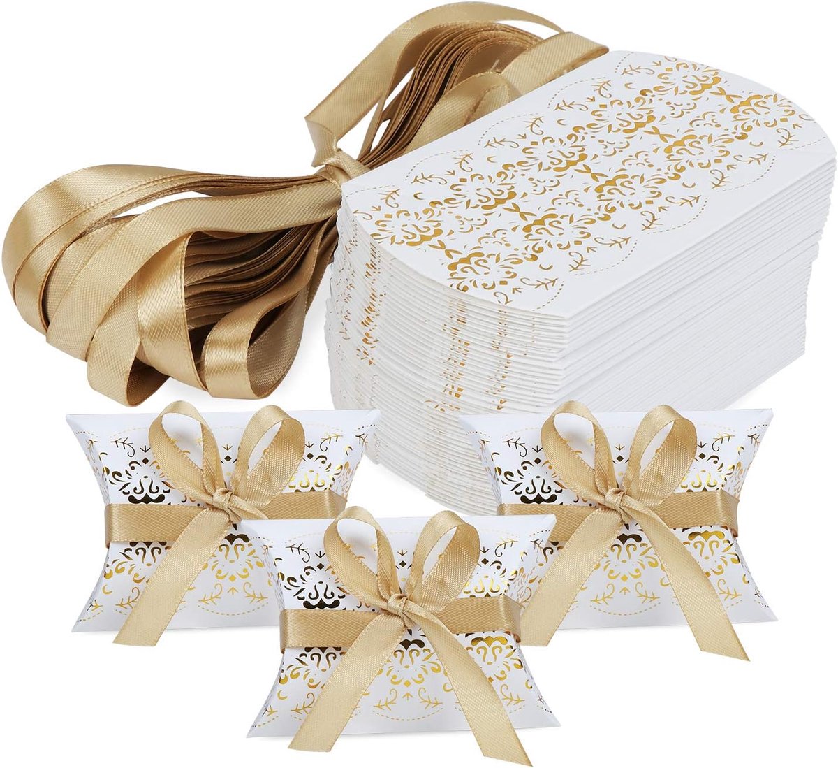 50 stuks geschenkdoosjes in kussenvorm voor bruiloft, feest, snoep, snoep
