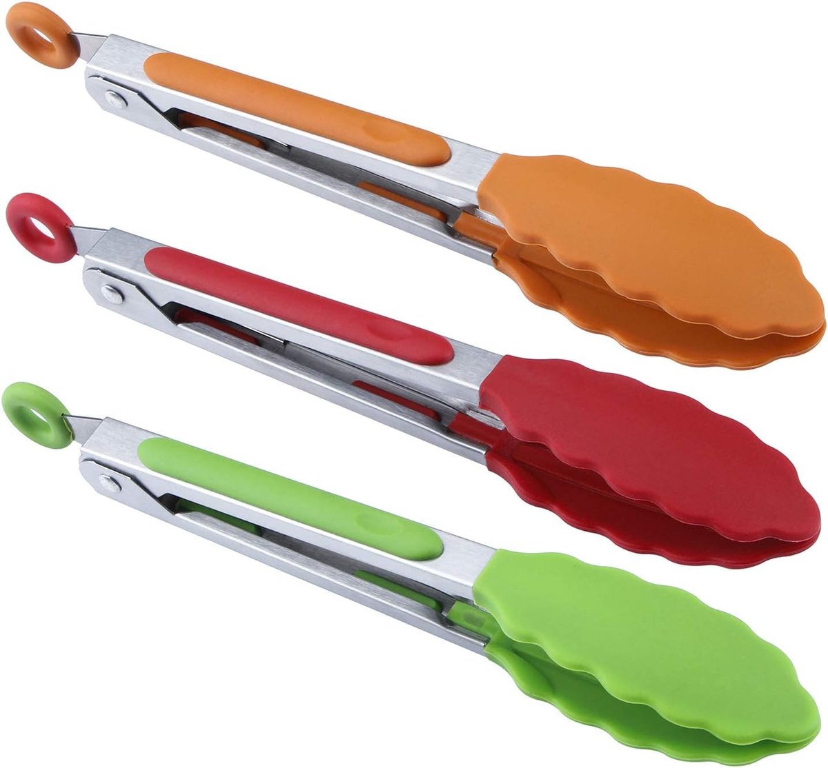 BIGSUNNY 7" Mini Siliconen serveertang - Set van 3 7 Inch Red Green Orange