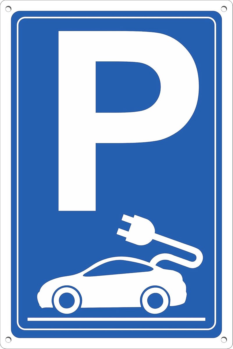 Parkeerplaats opladen elektrische auto's | aluminium bord dikte 3 mm, voor buiten / binnen (Cm 30 x 40, parkeerplaats opladen elektrische auto's EU)