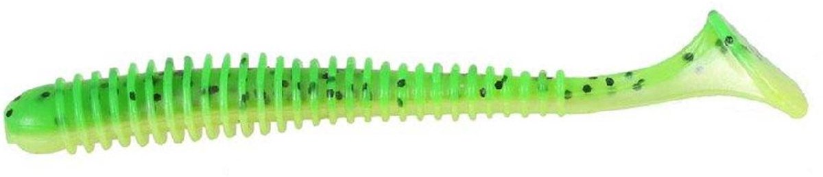 LFT Vibration Worm Shads (076) 3+1pcs. 9cm. - Green Chartreuse Belly