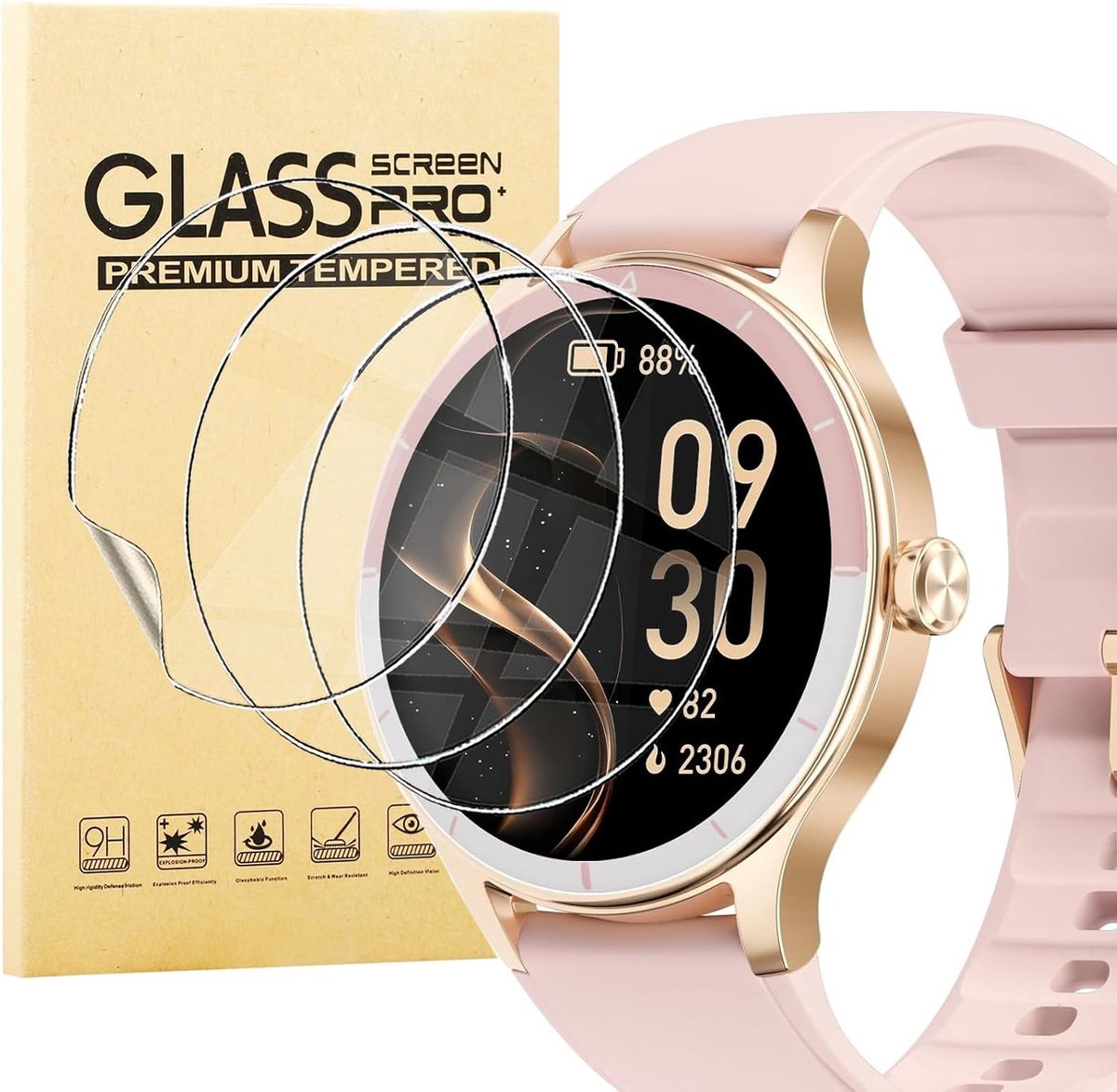 SnelShoppen - Pack van 3 Screen Protector voor 1.27 inch Smartwatch, HD Anti-Scratch Film, Bubble-Free Soft TPU Behuizing voor TOOBUR DR06 Accessoires