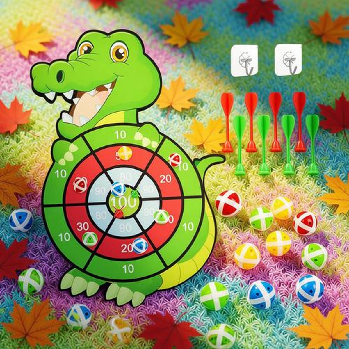 Dinosaurus dartbord kinderspel - Opvouwbaar dartbord met 12 kleverige ballen en 8 zelfklevende darts - Binnen en buiten - Cadeau voor kinderen