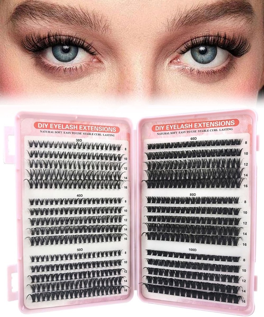 600 Stuks Wimperextensions Set met Diverse Krullen en Lengtes voor Thuisgebruik en Beginners - Kunstwimpers voor Vrouwen en Meisjes (8-16mm Mix)