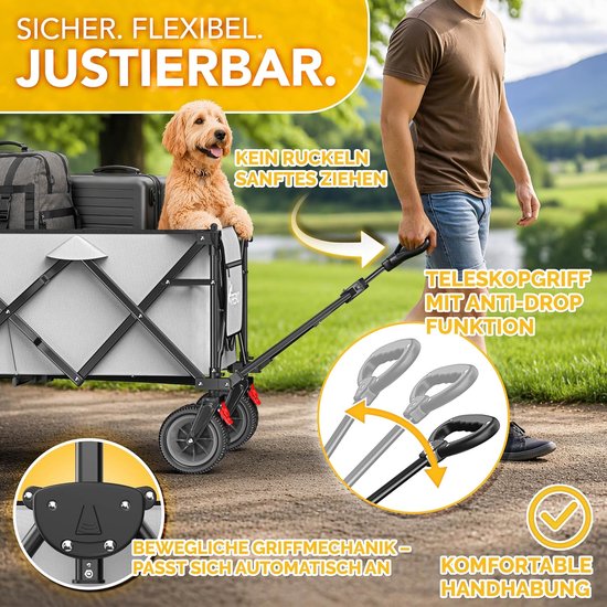 Opvouwbare Bolderkar - Handige Transportwagen - Alles Vervoeren - XXL Laadvolume 215L - Max 150 kg - Grijs van Opvouwbare Bolderkar — afbeelding 3