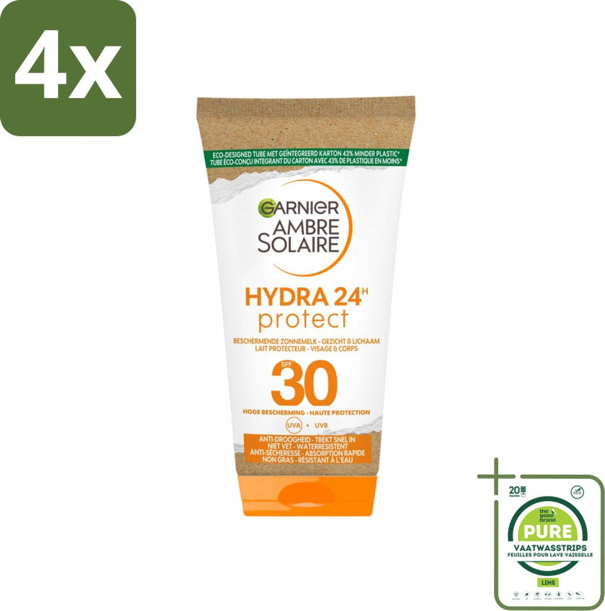 Garnier - Ambre Solaire - Zonnebrandmelk - SPF 30 - Reisformaat - Gezicht & Lichaam - 50 ml - Voordeelverpakking - 4 stuks - Zonnebrand - Zonnebescherming
