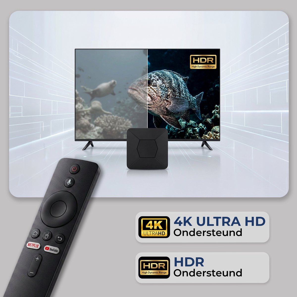 Android TV Box 4K - Mediaplayer - Android 10 - WiFi & Ethernet - Google Assistant - Voor Netflix, Videoland, Disney+, Ziggo GO en meer - Plug & Play - 2GB RAM / 8GB ROM — cadeau in Elektronica - foto 6