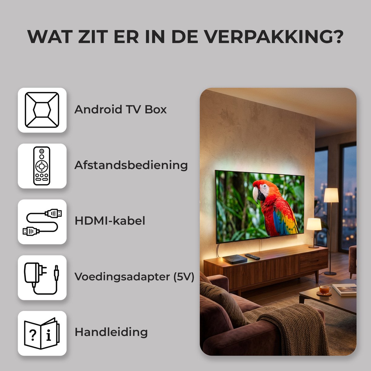 Android TV Box 4K - Mediaplayer - Android 10 - WiFi & Ethernet - Google Assistant - Voor Netflix, Videoland, Disney+, Ziggo GO en meer - Plug & Play - 2GB RAM / 8GB ROM — cadeau in Elektronica - foto 8