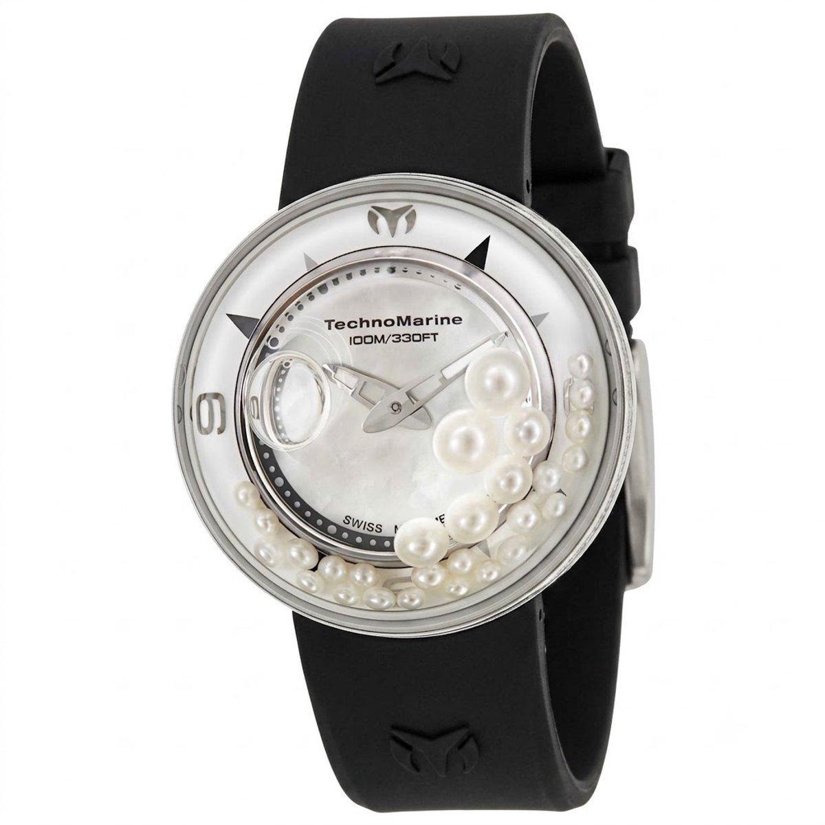TechnoMarine Aquasphere 813002 Dameshorloge – 42 mm – Swiss Quartz – White Mother-of-Pearl Dial – Silicone Band – 10 ATM