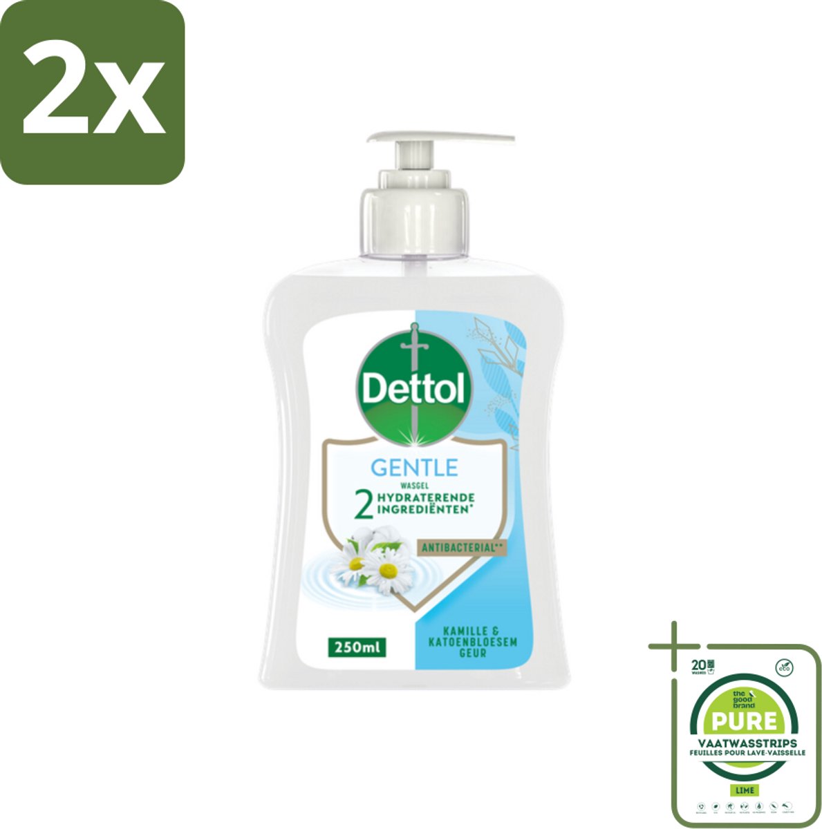 Dettol - Handzeep - Gentle - Kamille & Katoenbloesem - 250 ml - Voordeelverpakking - 2 stuks - Handzeep - Antibacterieel