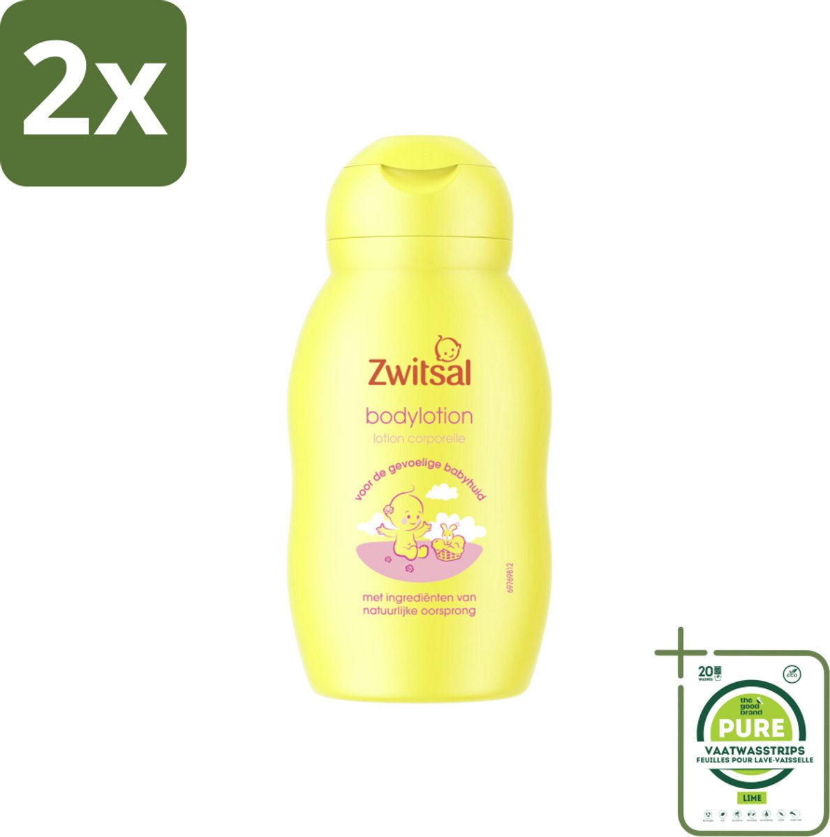 Zwitsal - Verzorgende Bodylotion - Gevoelige Babyhuid - 75 ml - Voordeelverpakking - 2 stuks - Babylotion - Babyhuid