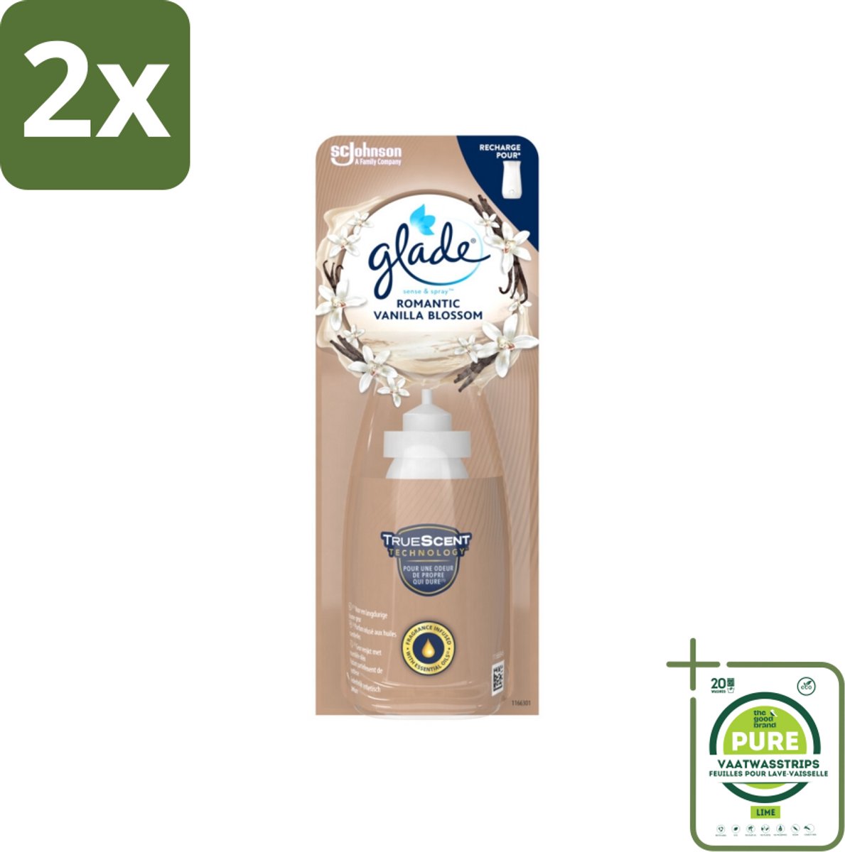 Glade - Sense & Spray - Romantic Vanillebloesem - 18 ml - Voordeelverpakking - 2 stuks - Geur - Vanille