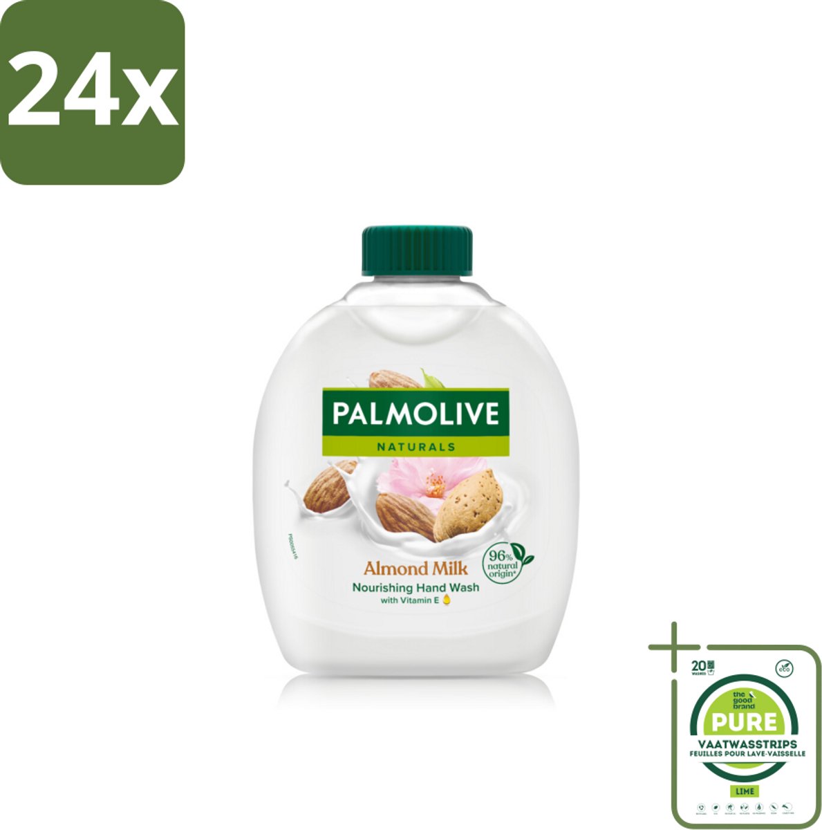 Palmolive - Amandelmelk - Handzeep Navulling - Zacht & Hydraterend - 300 ml - Voordeelverpakking - 24 stuks - Handzeep - Navulling