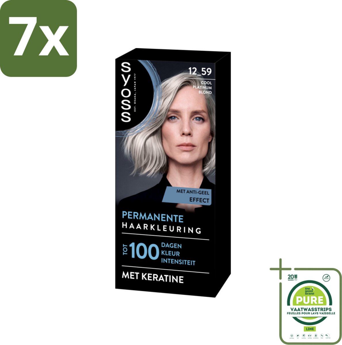 7 x SYOSS - Coloration 12-59 Cool Platinum Blond - Haarverf - Grijsdekking - Vermindert Haarbreuk - Grootverpakking - Permanente Haarkleuring - Haarkleur - Grijsdekking - Keratine - Haarkleurintensiteit