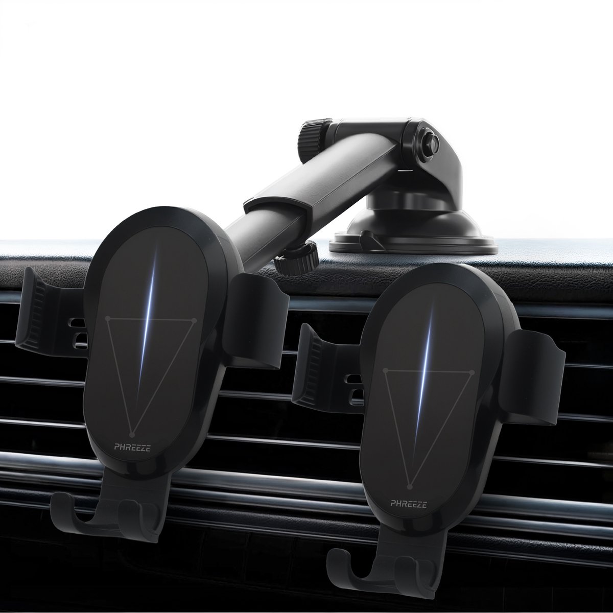 Phreeze CH32W - Telefoonhouder Auto Zuignap - Autohouder Telefoon - Draadloze Oplader Auto - Dashboard, Raam & Ventilatie - GSM Houder Auto - Universeel