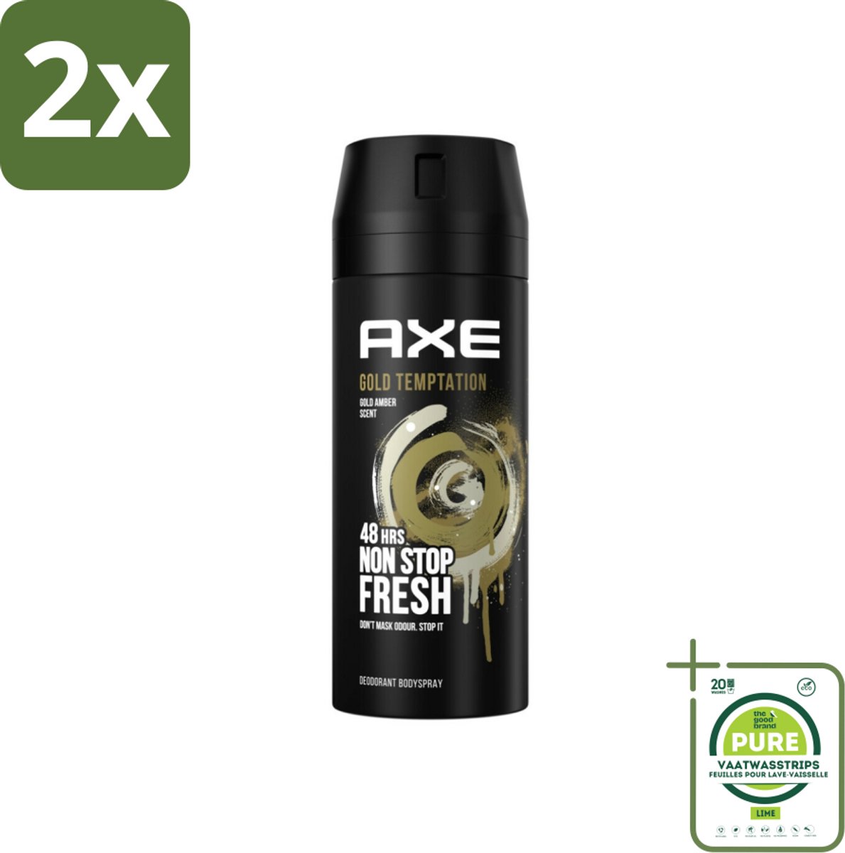 AXE - Deodorant Spray - Gold Temptation - Luxe Geur - Oriëntaals & Fris - 150 ml - Voordeelverpakking - 2 stuks - AXE deodorant - Gold Temptation