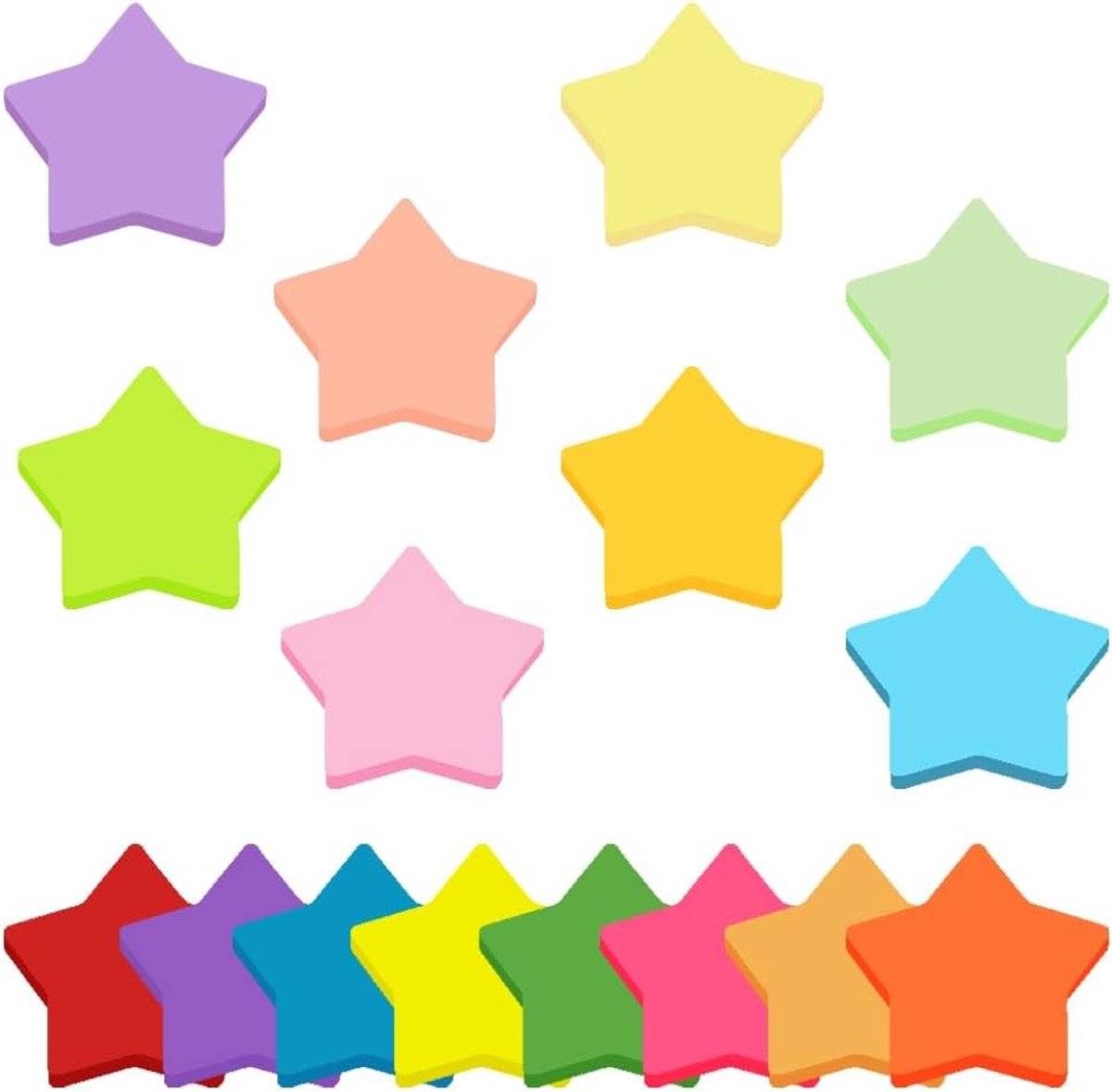 SnelShoppen - 800 Vel Pentacle Vormige Zelfklevende Notities 70x70 mm in 16 Kleuren voor Kantoor, School, Thuis - Memo Blokjes, Perfect voor Notities