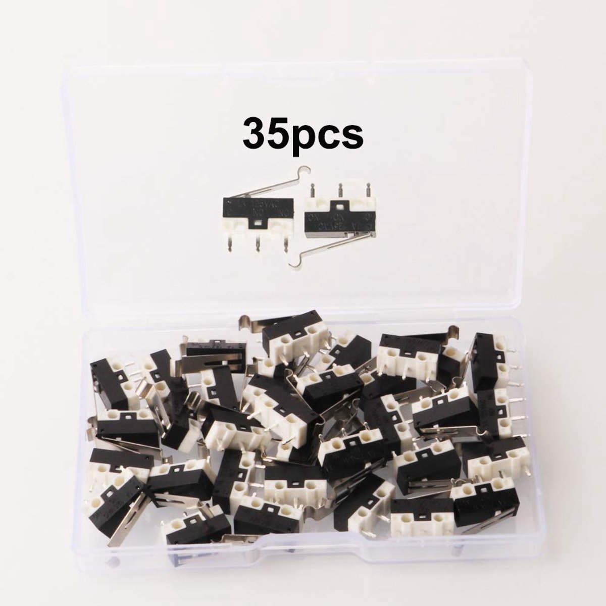 35 stuks mini-microschakelaar, mechanische eindschakelaar, AC 1 A 125 V 3-pins SPDT grens Micro Switch R-type hendel voor Arduino