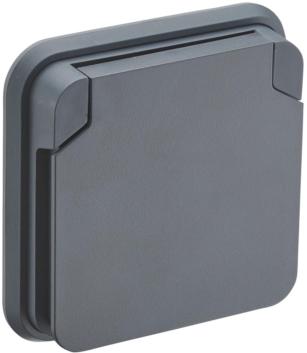 - Cyklone - Compleet waterdicht stopcontact voor buiten - IP55 wandcontactdoos - binnen/buiten - inbouwinstallatie - antraciet - 75 x 75 x 65 mm