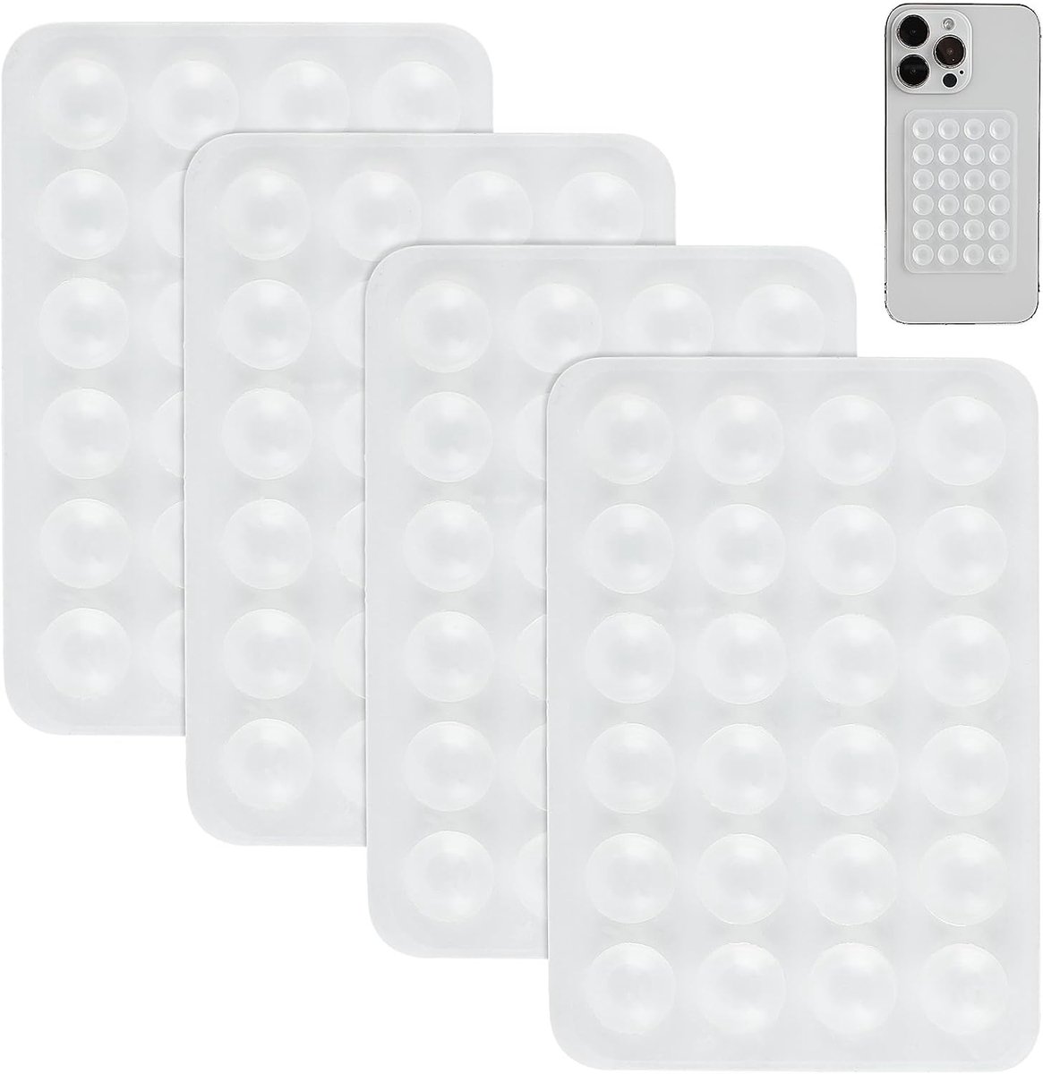 4 Stuks Silicone Zuignap Telefoonhouder met Plakrug, Antislip Telefoonsteun voor Selfies en TikTok Video's, Geschikt voor Diverse Smartphones
