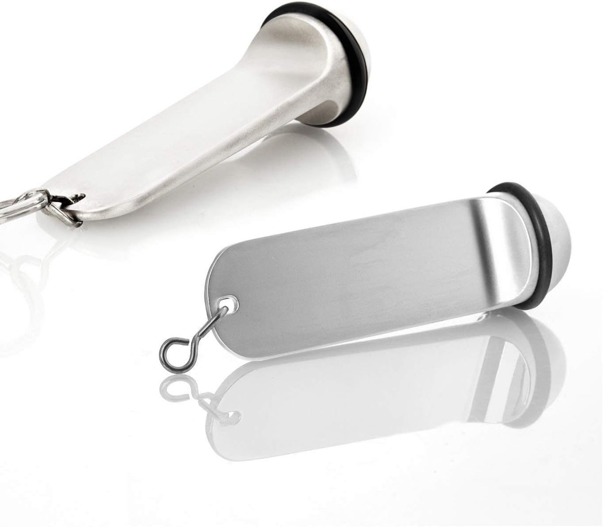 Sleutelhanger met dubbele verpakking, voor hotel, zilverlook, met rubberen ring