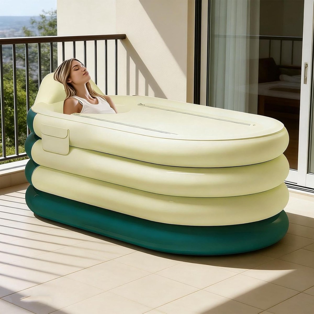 Opblaasbaar IJsbad - Draagbare Spa - Herstel na sport - Lekvrije PVC constructie - 140x84x51 cm - Groen