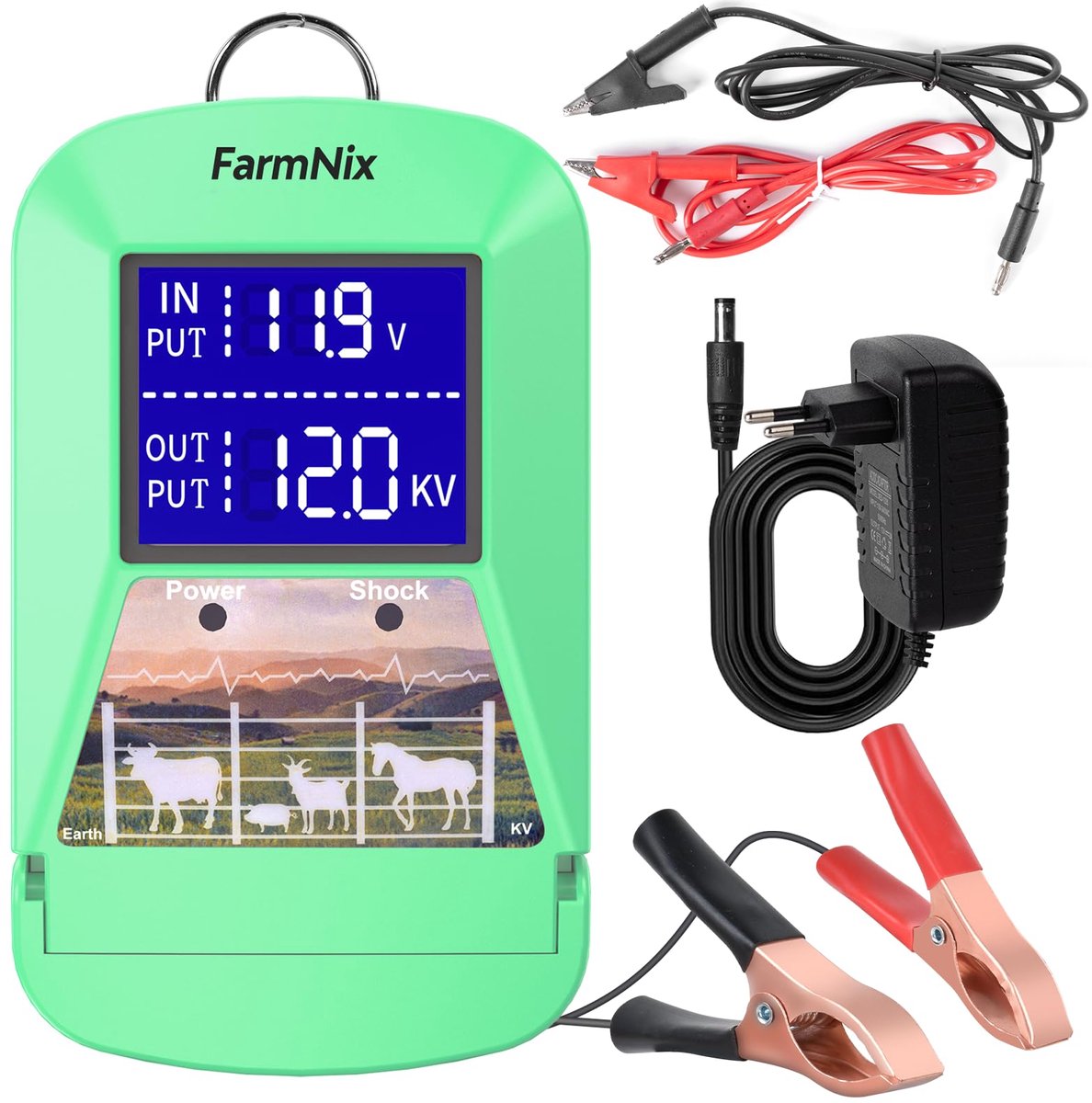 SnelShoppen - Schrikdraadapparaat 12V 3J met LED-display, Elektrische Afrastering tot 24 km voor Tuin, Dieren en Veiligheid