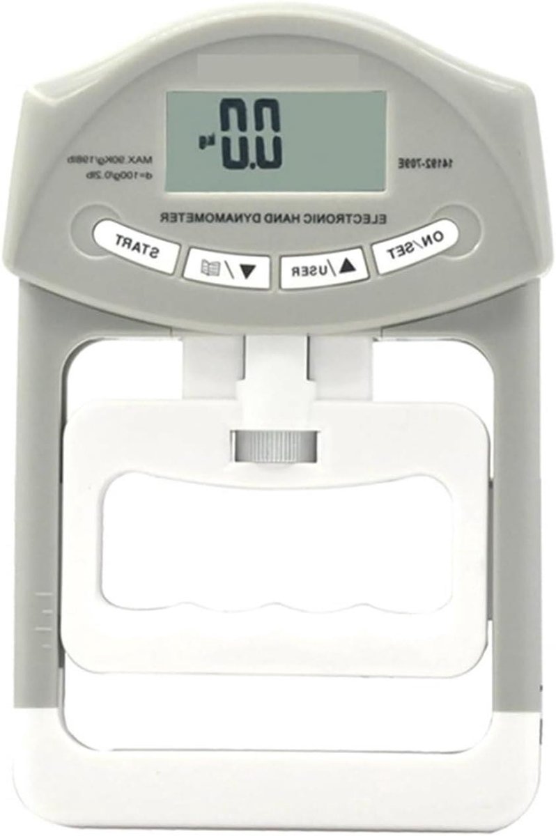 Digitale Grijpkrachtmeter - Hand Dynamometer - Krachtmeting Trainen - Nauwkeurige Digitale Aflezing - 19x12.5 cm - Grijs