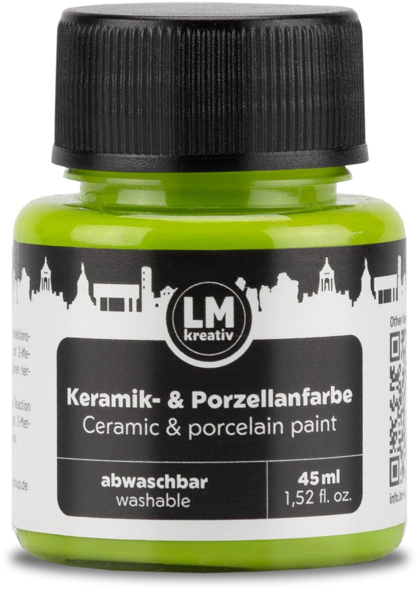 LM-Kreativ Porselein en Glasverf - Dekkende verf - Op Waterbasis - Hittebestendig - Groen - 45 ml