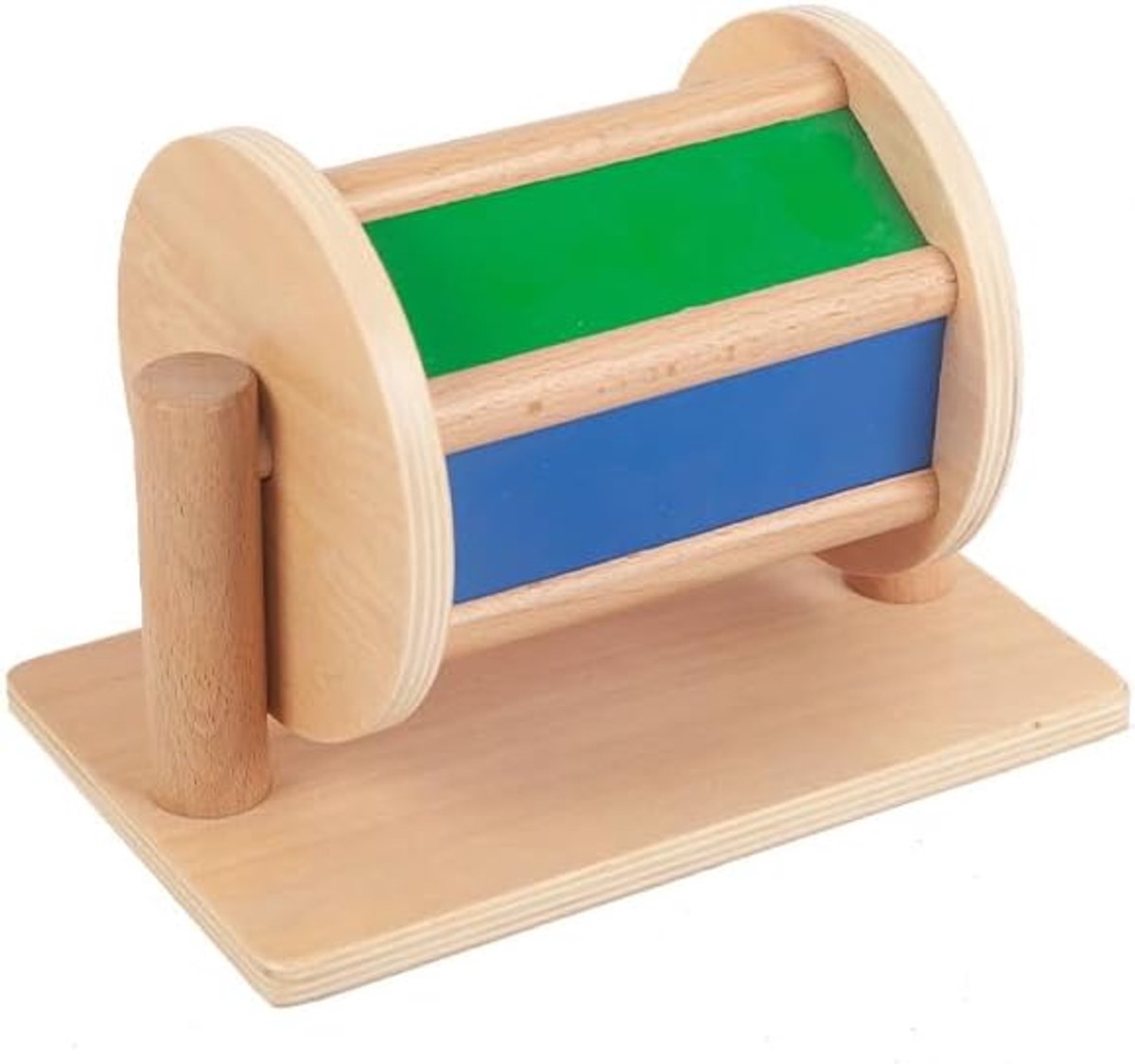 Roterende trommel, speelgoed van hout voor kinderen, sensorisch speelgoed, regenboog, roterend speelgoed met spiegel en bel