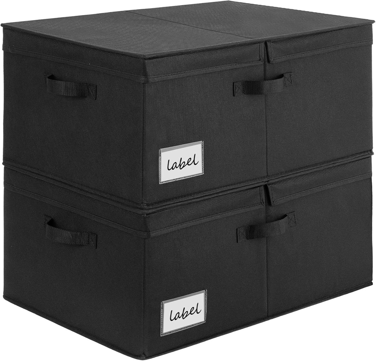 SAYS Opbergboxen met Deksel Groot, Pak van 2 Stoffen Opbergdozen met Deksels, Opbergbakken, Kledingkast Organizer Opbergen en Organiseren, Opbergdoos Zwart, Fabric Storage Boxes with Lids