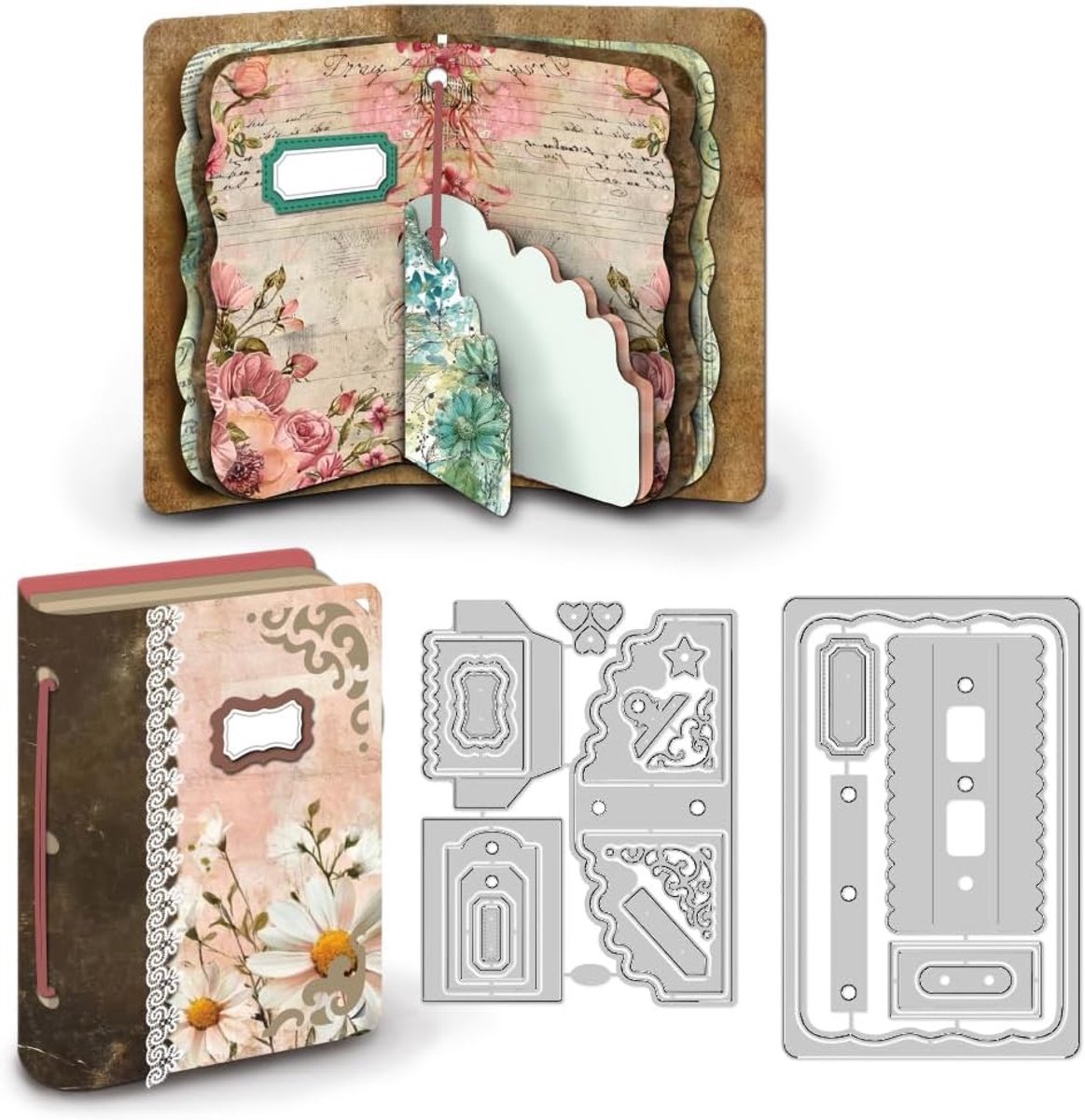 Snijmallen voor Notitieboeken Met Losse Vellen Dagboekkaarten Stanssjabloon van Koolstofstaal Stansvormen voor Kaarten Scrapbooking Embossing Sjablonen Voor Wenskaarten En Album Decoratie