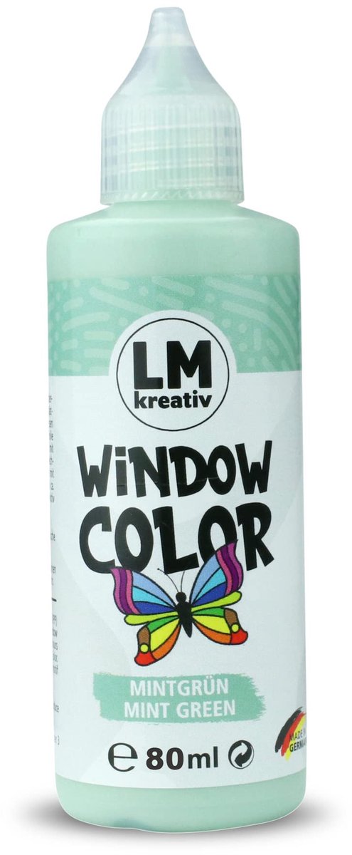 LM-Kreativ Window Color raamverf - 80 ml - mintgroen - op waterbasis en niet giftig