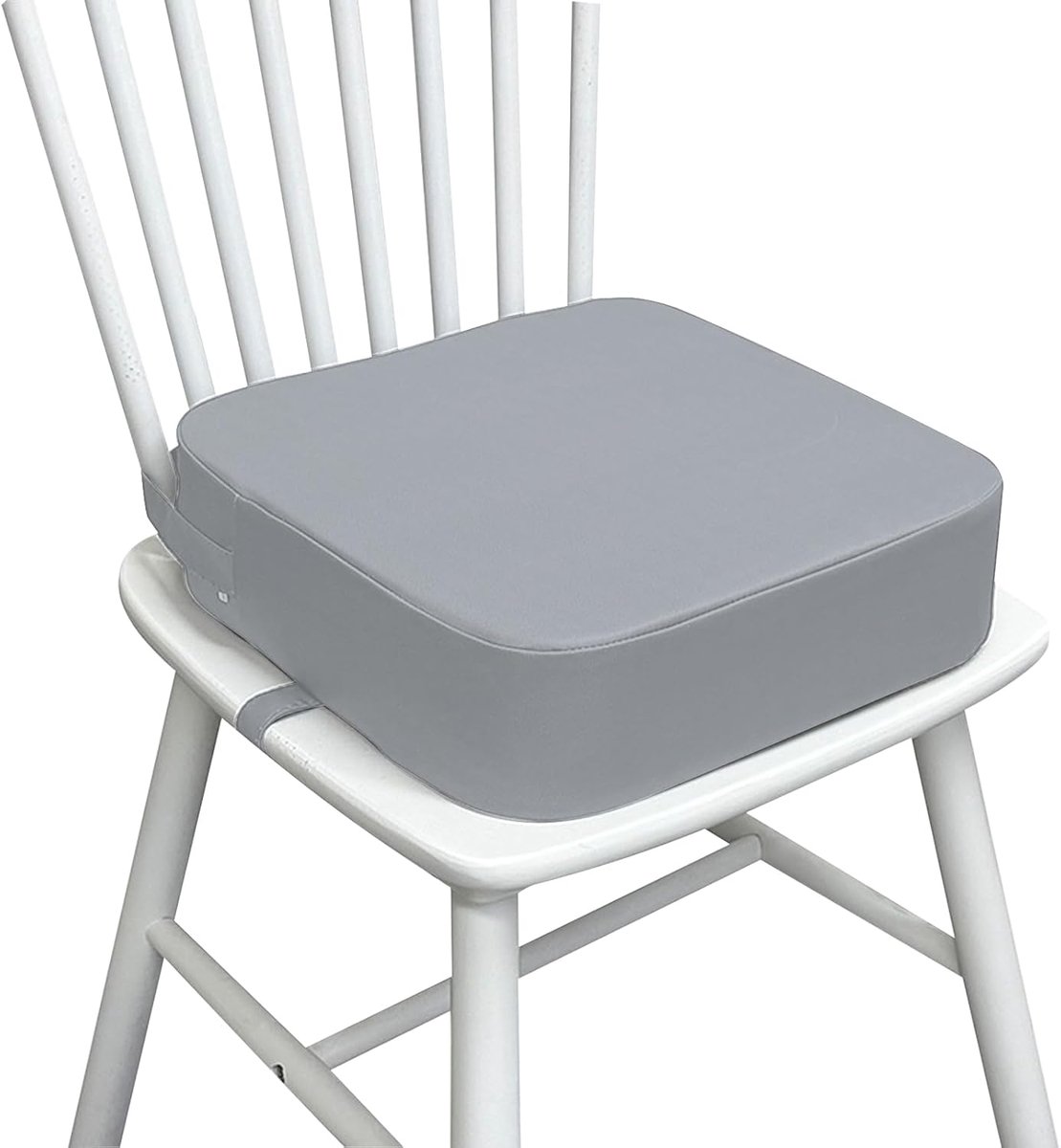 stoel, voor eettafel, demonteerbaar, draagbaar, PU-leer, zitverhoging, zitkussen voor kinderen met veiligheidsgesp, voor eettafel (donkergrijs)