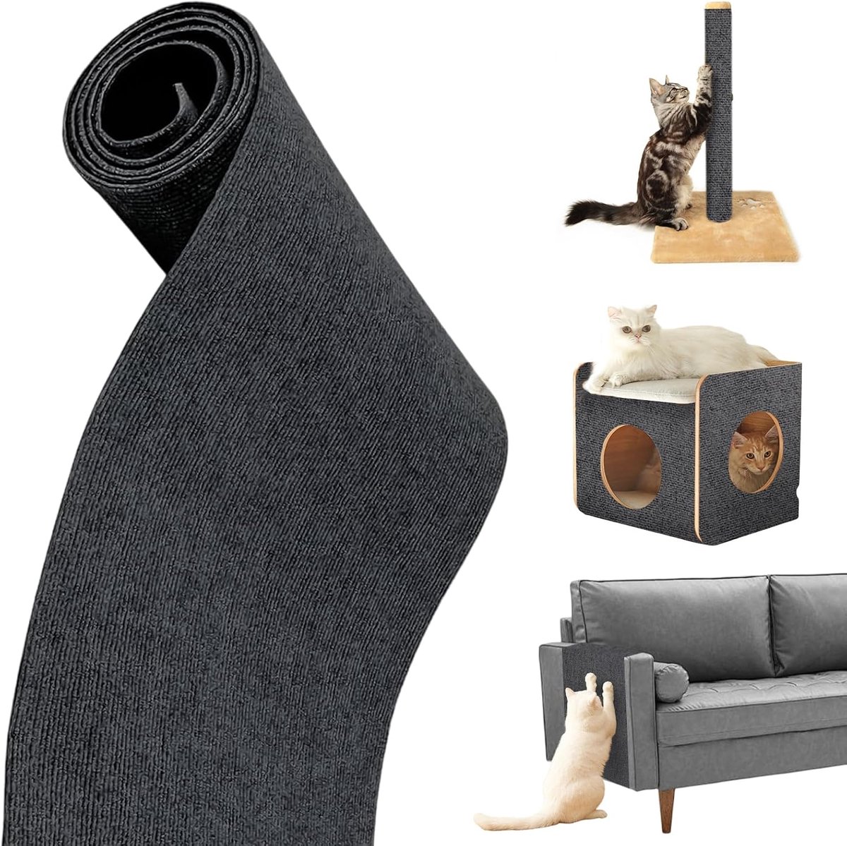 dellyy Krabmat voor katten, zelfklevend, krabmat, kattenwand, krasmat voor katten, krasbescherming voor bank, kat, klimming, 100 x 40 cm, voor tapijten, banken, meubels