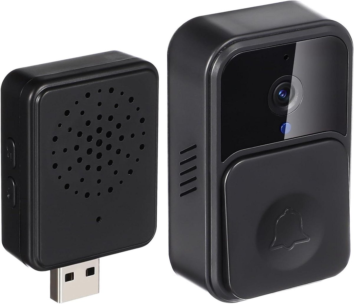 Draadloze Videodeurbel - Intercom Alarm - Veiligheid Thuis - Tweerichtingsgesprek - 8x8x4 cm - Zwart