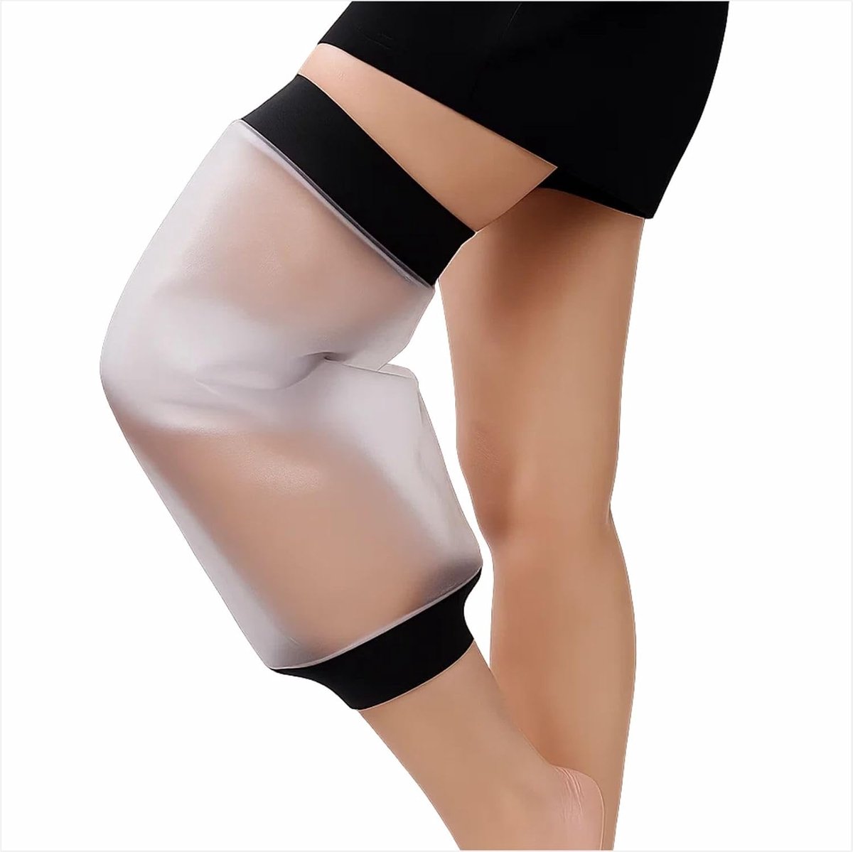 Kniedouche Cover, Volwassen Waterdichte TPU Douche & Bad Bandage en Cast Protector voor knie Waterdichte Bescherming om Gebroken Knie Wond, Brandwonden 100% Herbruikbaar (Zwart)