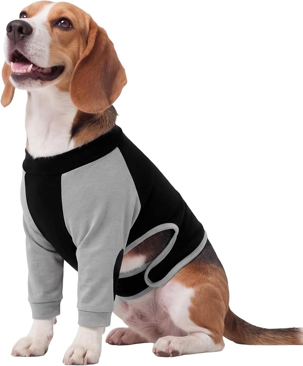 Wondbeschermer voor hondenbenen, hondenpak om te stoppen met likken na een operatie, chirurgisch vest voor honden met katoenen vulling voor voorbeenwondbeschermer, zwart, M