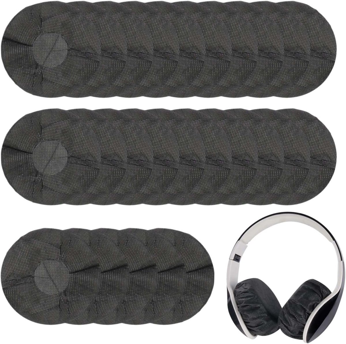 200 stuks rekbare headset-afdekkingen, hoofdtelefoon-oorschelpen, wegwerp-oorschelpen, wegwerp-afdekkingen, hoofdtelefoonafdekkingen, voor de meeste op oortjes (zwart)