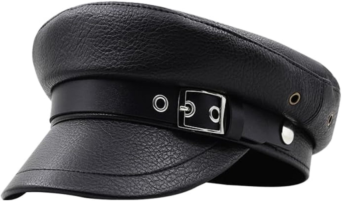 baret hoed van PU-leer ademende cabbie pet met gesp elegante jachthoed voor kostuumfeestjes en rollenspellen vintage stijl voor vrouwen