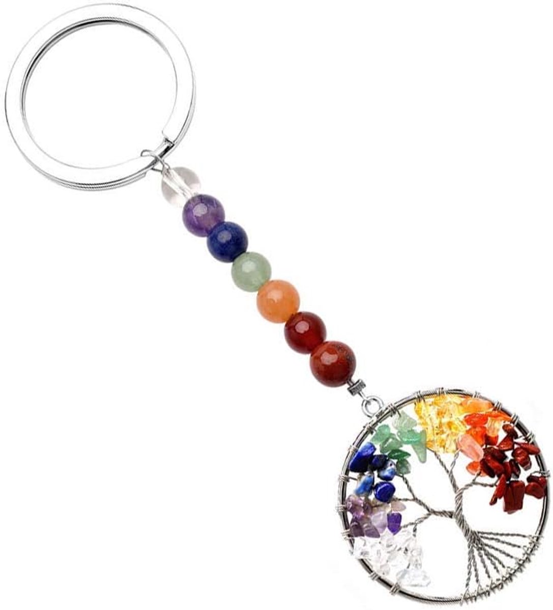 Boom van het leven Lapis Lazuli Sleutelhanger Natuurlijke Edelsteen Sleutelhanger Hanger Edelstenen Sleutelhanger Hanger Chakra Decoratie Opaal