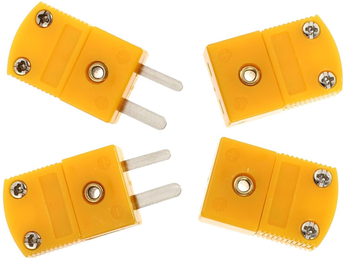 4 stuks Hermafrodiete connector type k naar 2-polige stekker thermokoppel type k stekker stekker stekker nylon gevuld met kabelvezels