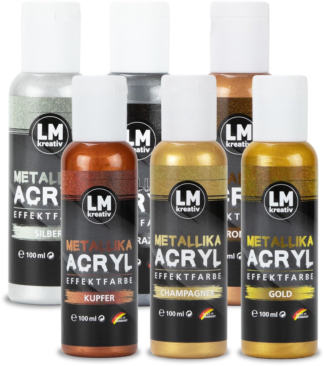 LM-Kreativ Metallika metallic acrylverf set - 6 x 100 ml - waterbasis en sneldrogend