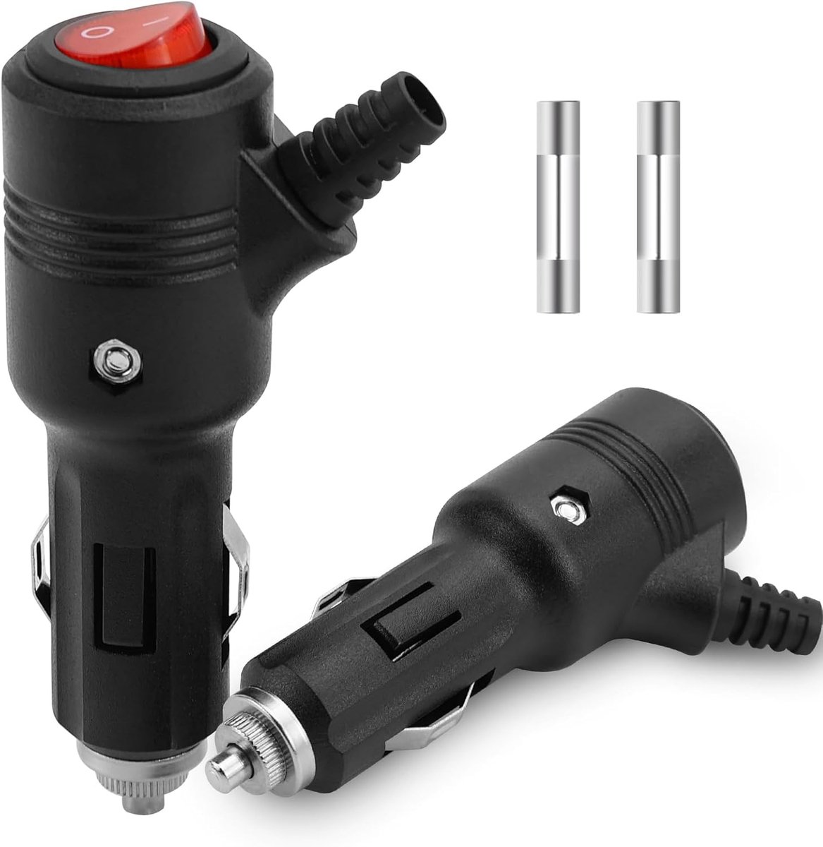 Sigarettenaansteker, 12 V/24 V, met schakelaar en led, aansluiting 15 A, hoog vermogen, met zekeringen voor auto, vrachtwagen, motorfiets, camper, 2 stuks