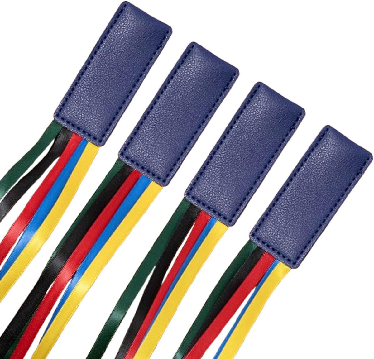 4 stuks Bijbel lint bladwijzers, blauw kunstleer christelijk boek pagina markers met kleurrijke linten voor boekenliefhebber lezer student leraar