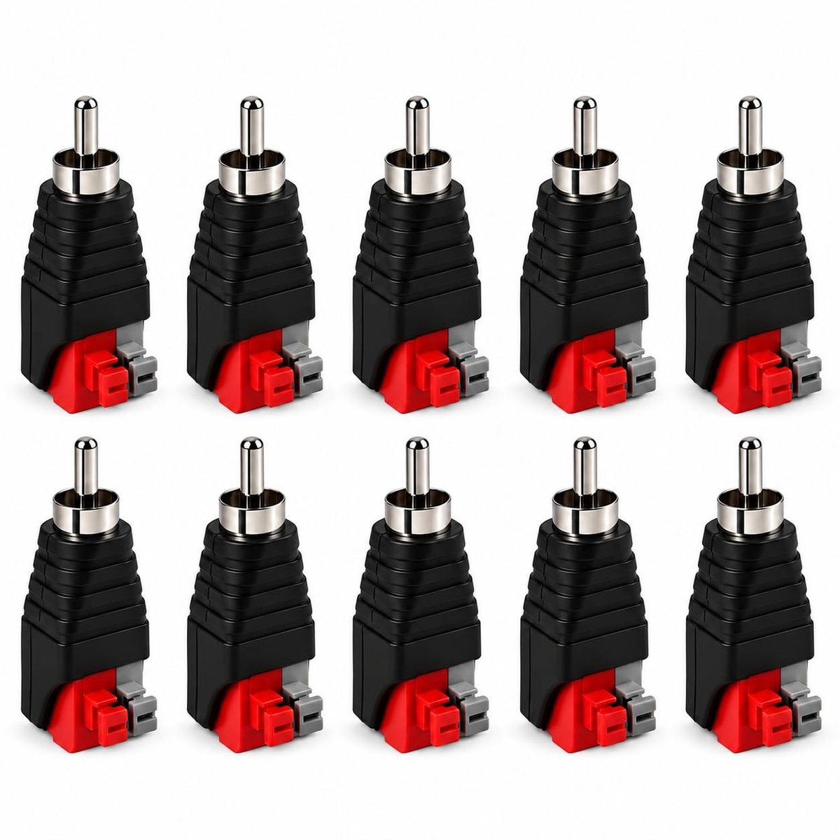 RCA-naar-luidsprekerkabeladapter - 10 stuks - met schroefklem - eenvoudige audio-video-verbinding - ShopVlot