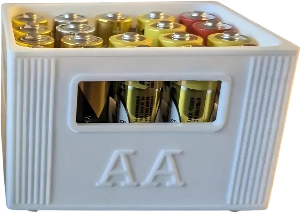 Batterij Opbergdoos - Batterij Organizer Krat - Batterijen Organiseren - Stapelbaar Ontwerp - 8.5x7x5.5cm - Optioneel